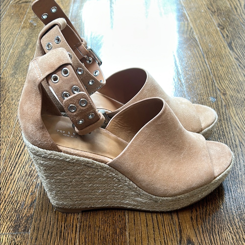 Rag & Bone Tan Espadrille Shoes with Suede Finish